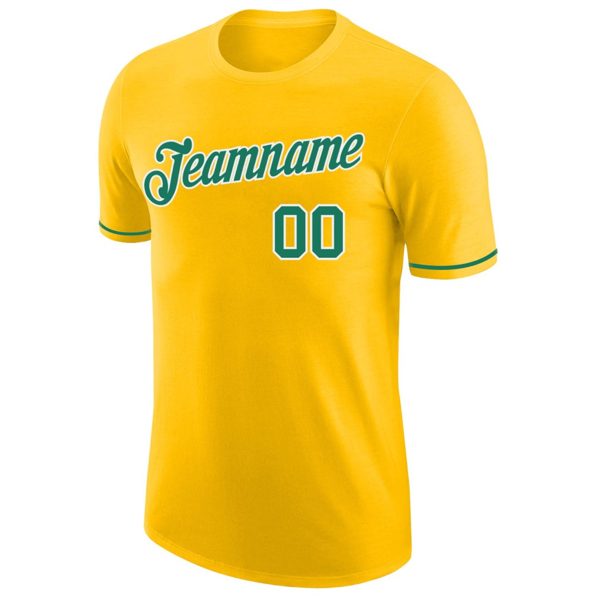 Custom Gold Kelly Green-White Performance T-Shirt