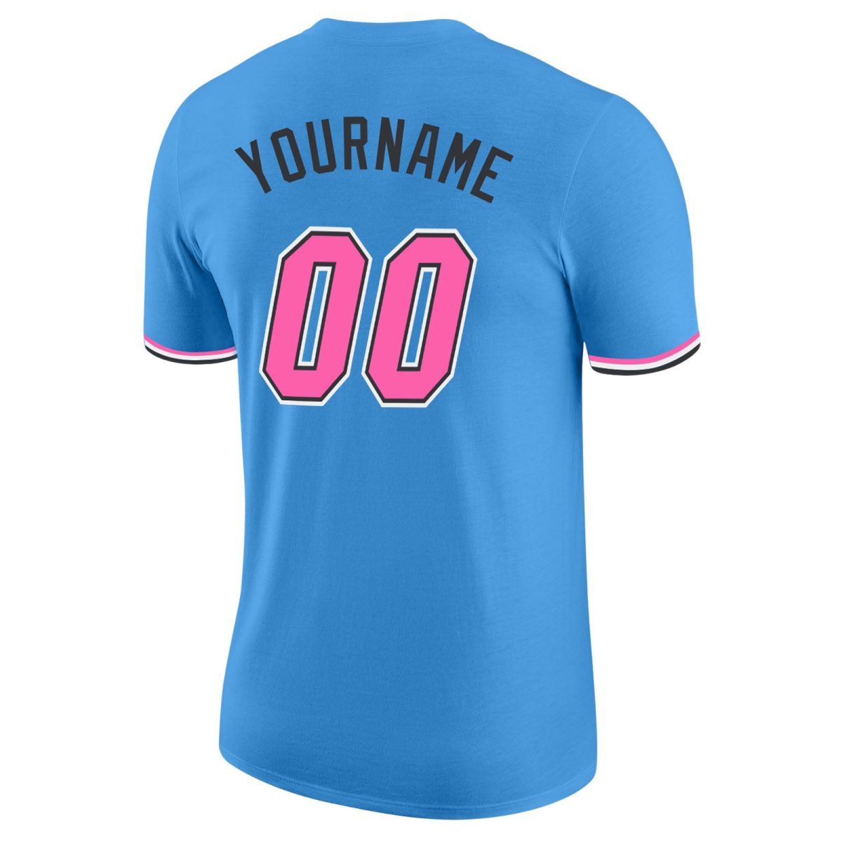 Custom Powder Blue Pink-Black Performance T-Shirt