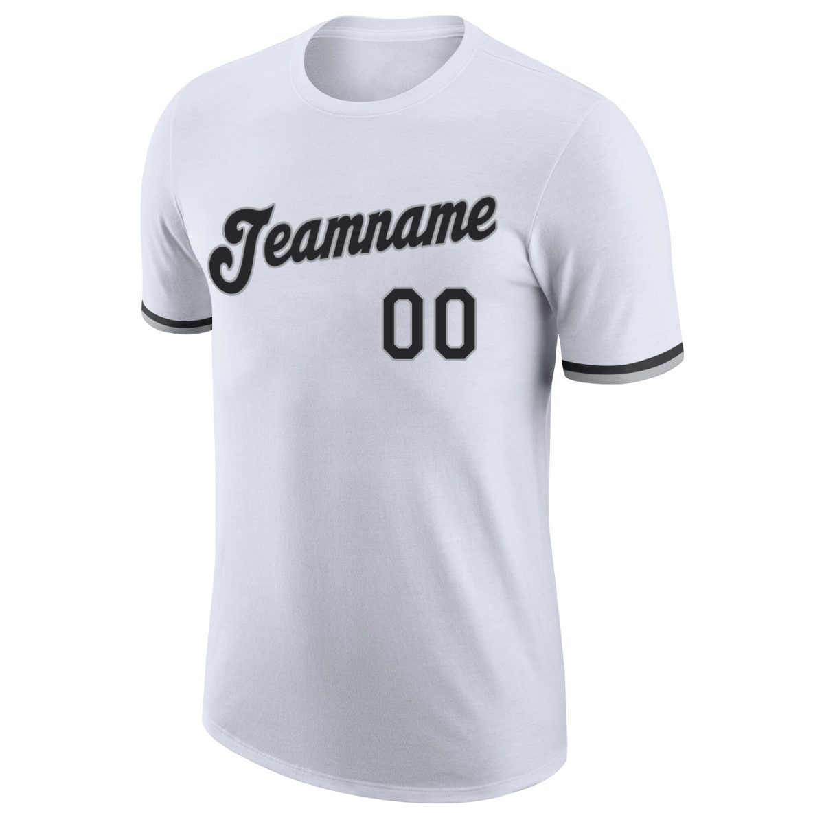 Custom White Black-Gray Performance T-Shirt