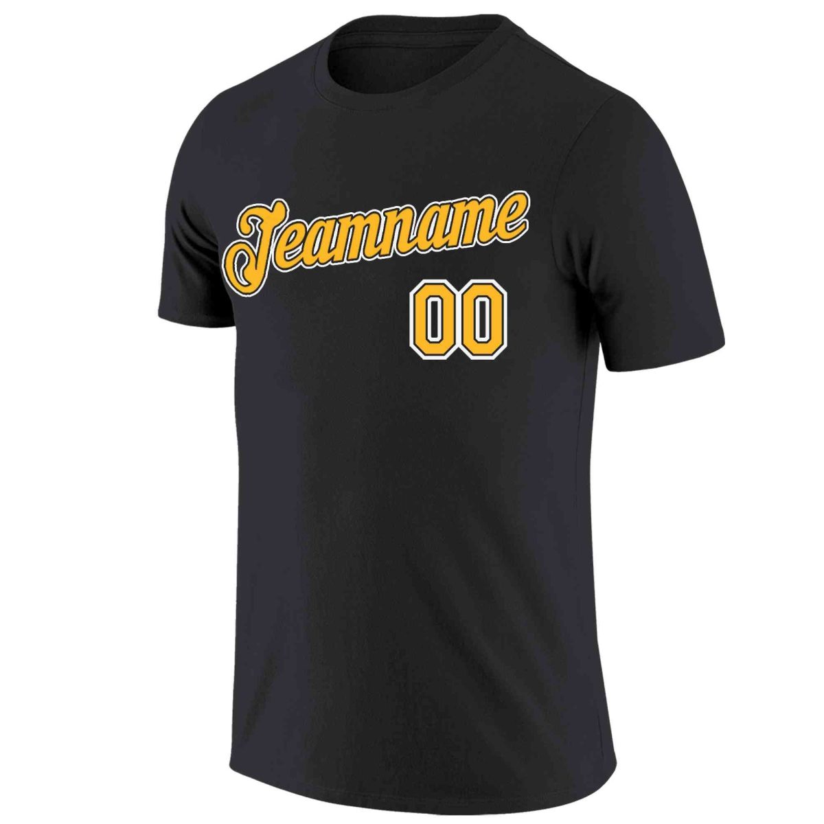 Custom Black Yellow-White Classic Style Crew neck T-Shirts Full Sublimated